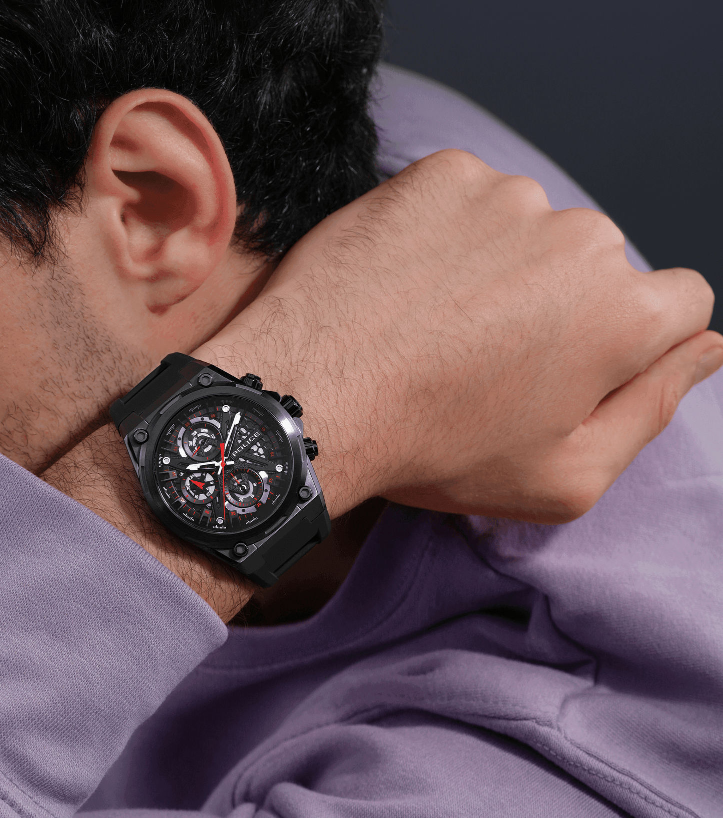 Police Sonic PEWGQ0054303 Herrenuhr Schwarz • Multifunktionswerk • Skelettiertes Zifferblatt, Bild 5