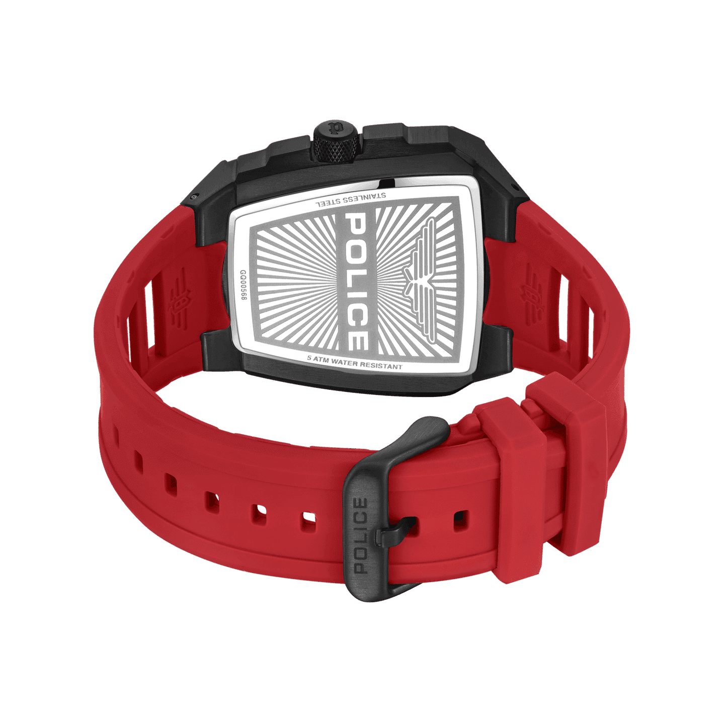 Police Tough Gear PEWGQ0056803 Herrenuhr Schwarz/Rot • Multifunktion • Rotes Silikonarmband, Bild 3