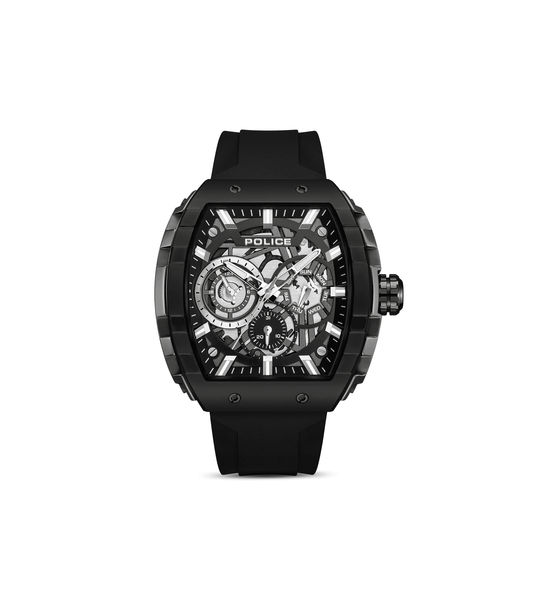 Police Flash PEWGQ0063001 Herrenuhr Schwarz • Multifunktionswerk • Schwarzes Silikonarmband