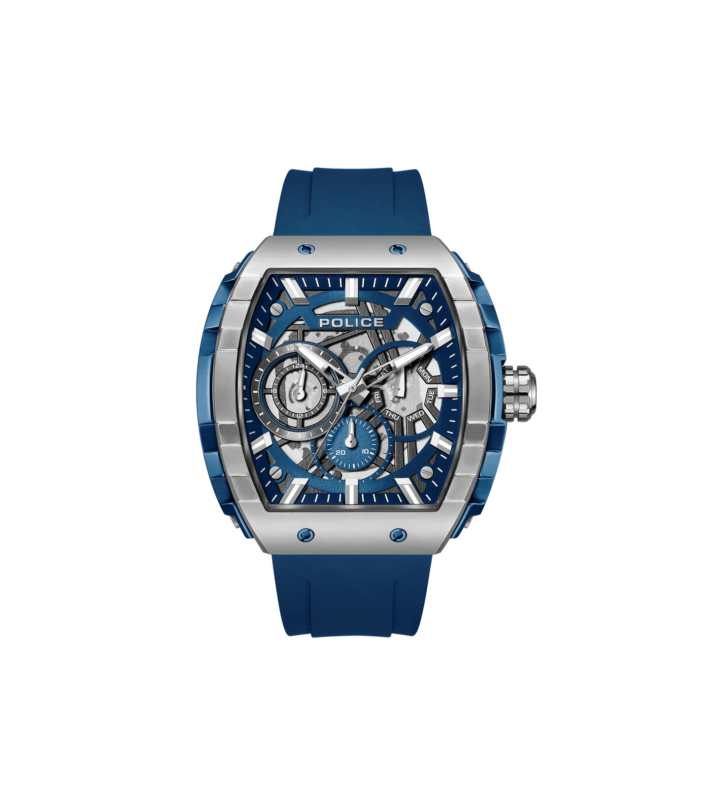 Police Flash PEWGQ0063002 Herrenuhr Blau • Multifunktions-Display • Industrielles Design