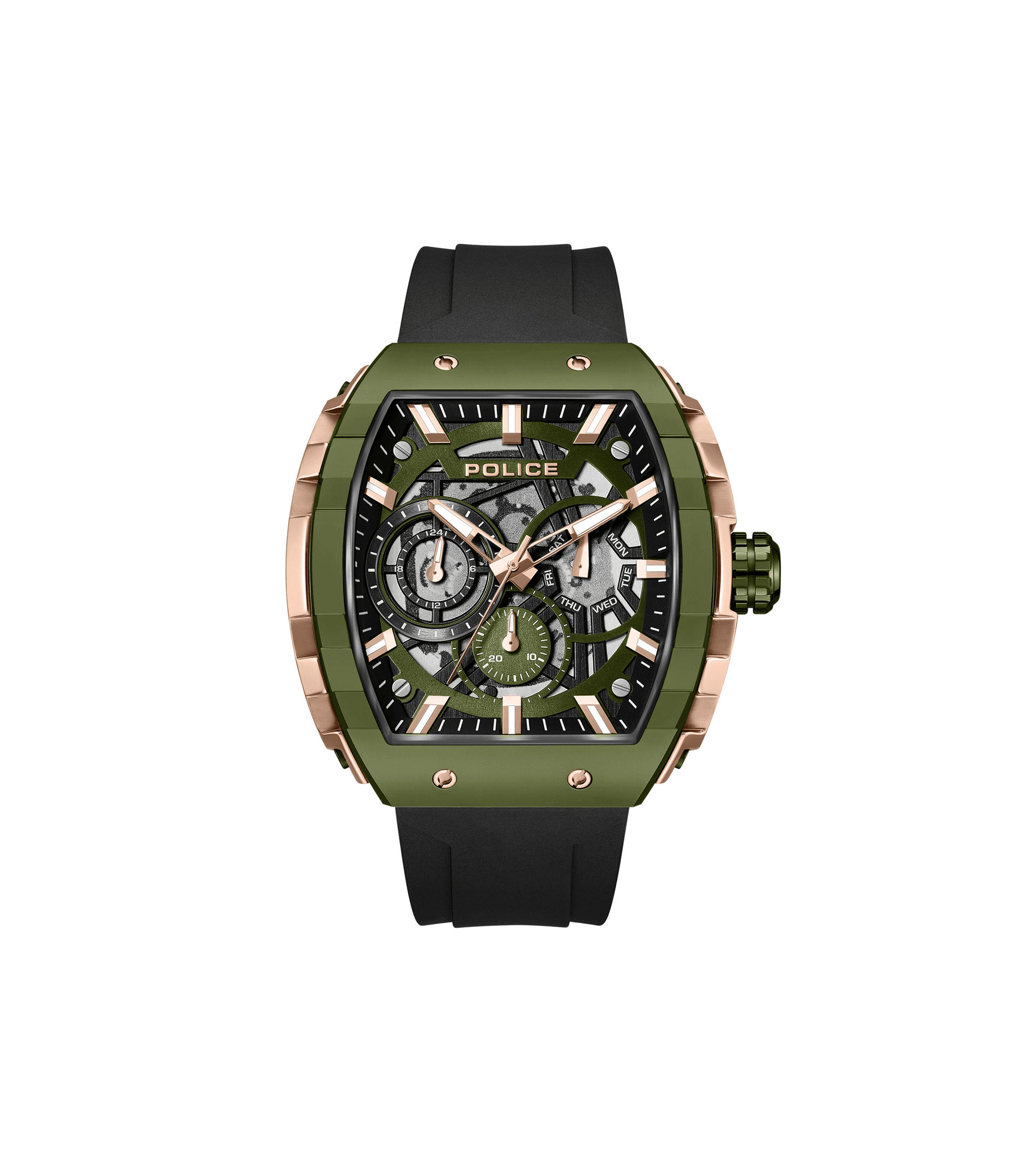 Police Flash PEWGQ0063003 Herrenuhr Schwarz • Multifunktionswerk • Ionenplattiertes Bronzegehäuse
