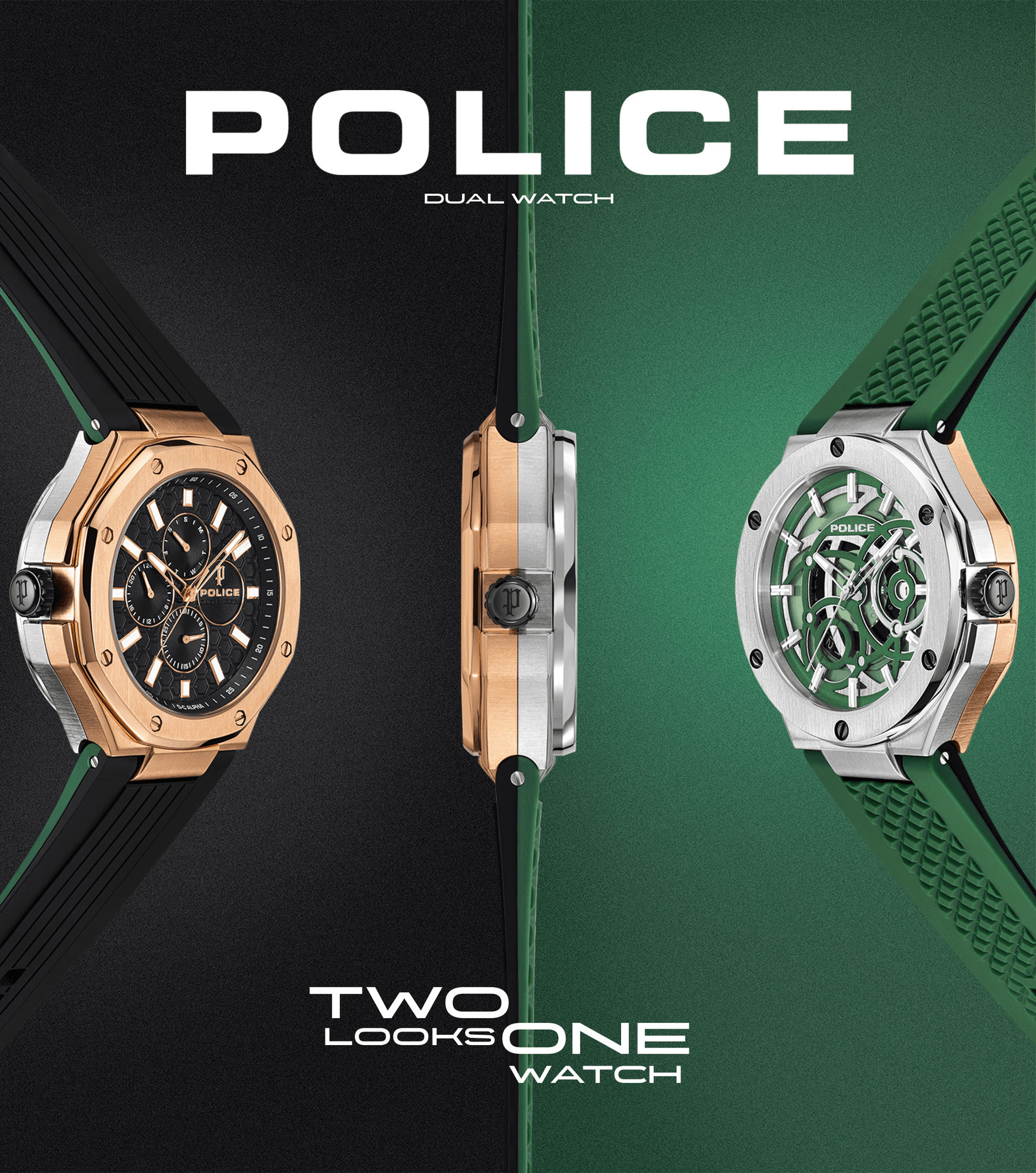 Police DUAL PEWGQ0081902 Herrenuhr Mehrfarbig • Zwei Zifferblätter • Roségold-IP-Beschichtung, Bild 10