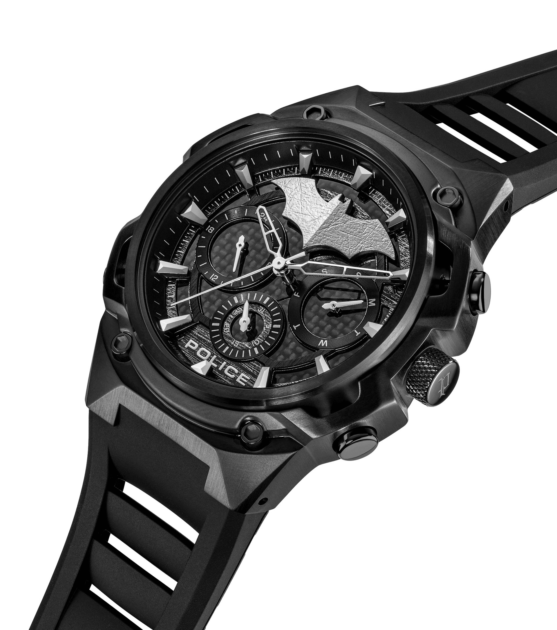 Police Crusader PEWGQ0089901-SET Herrenuhr Schwarz • Batman Multifunction-Chronograph • Silikonarmband, Bild 2