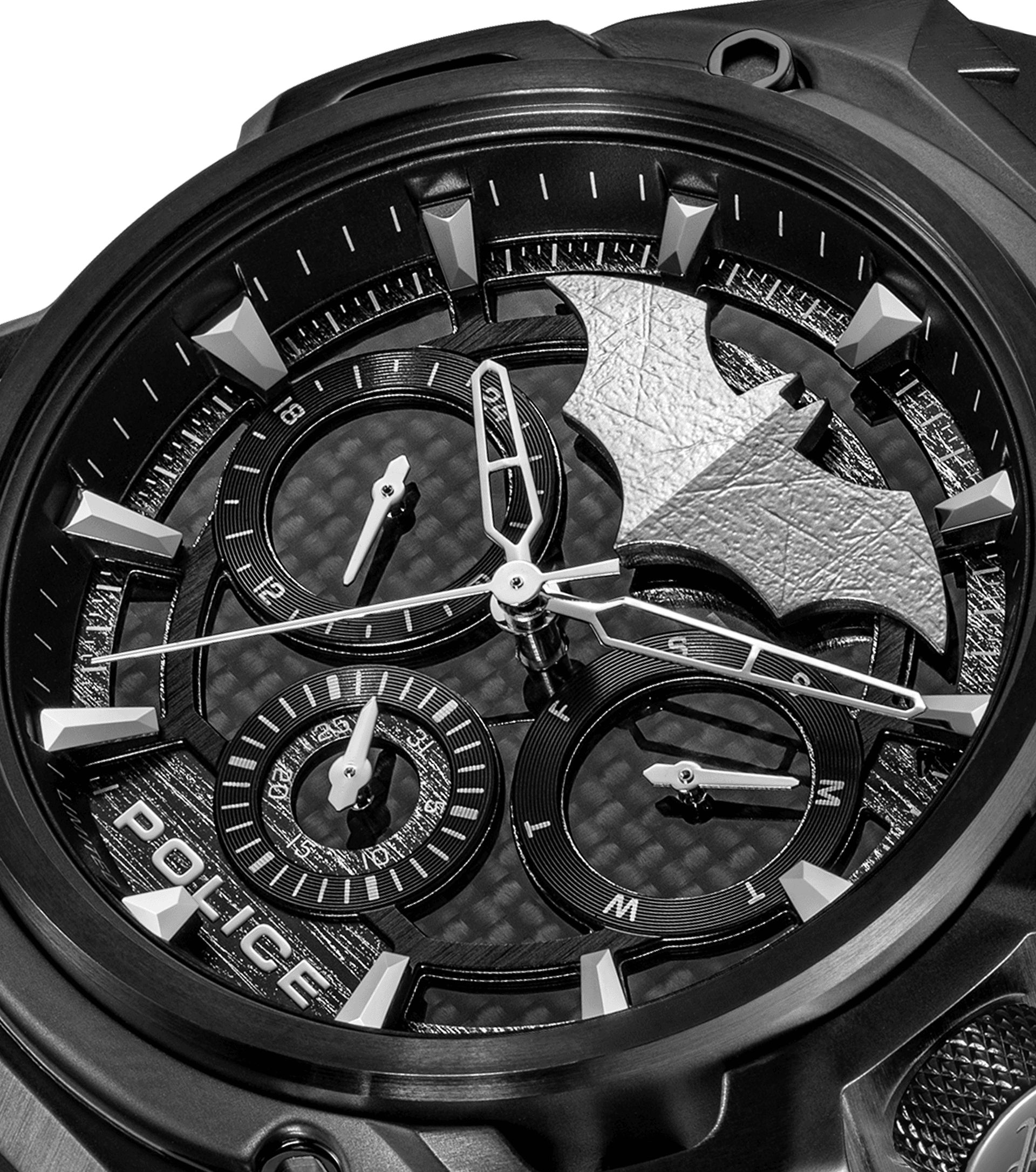Police Crusader PEWGQ0089901-SET Herrenuhr Schwarz • Batman Multifunction-Chronograph • Silikonarmband, Bild 4