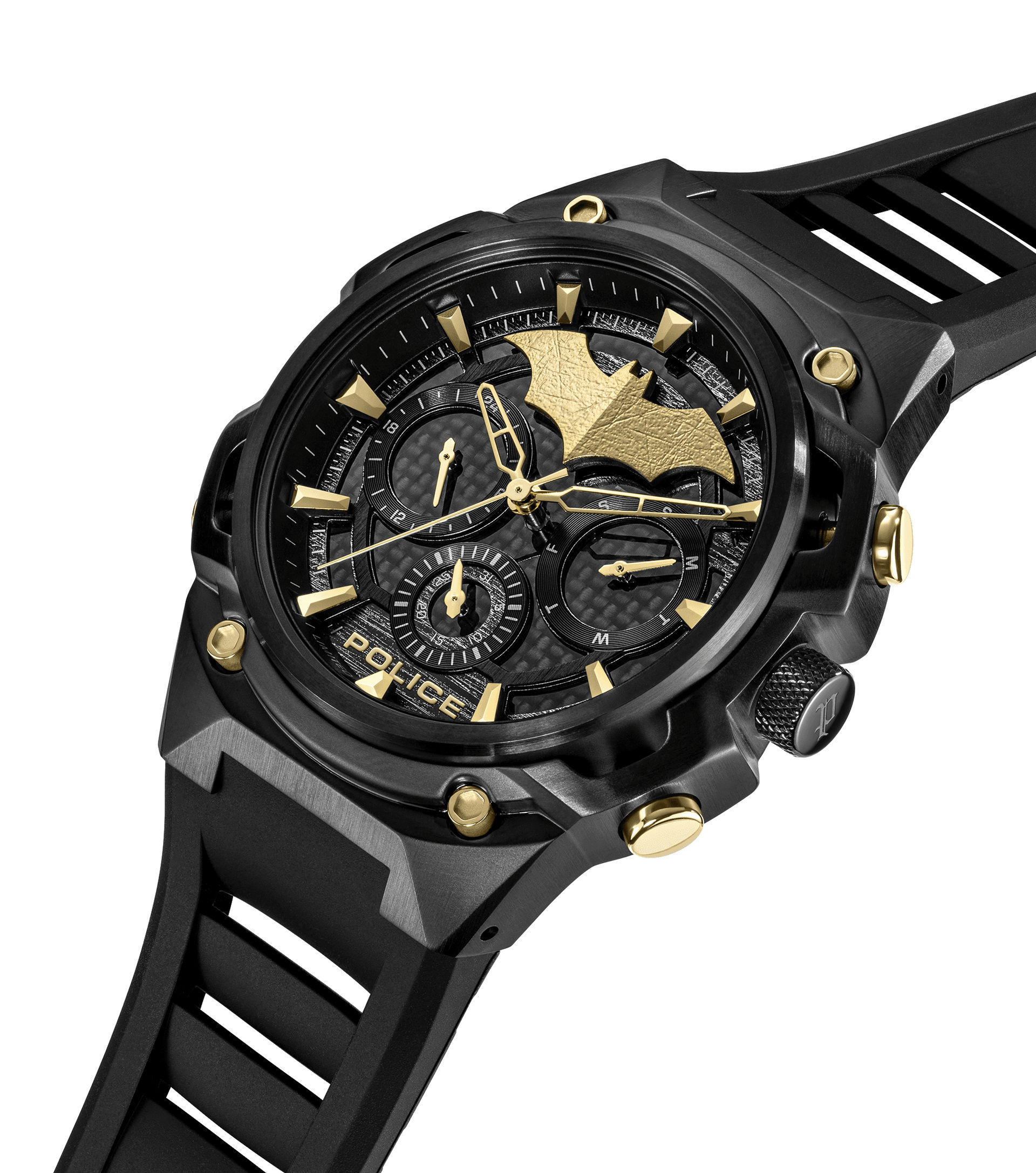 Police Crusader PEWGQ0089902-SET Herrenuhr Schwarz • Multifunktions-Chronograph • Batman-Edition mit Batarang Armband, Bild 2