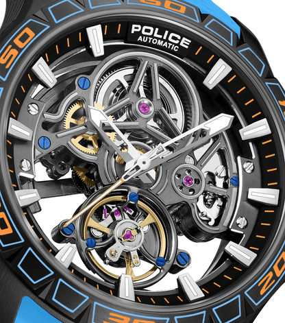 Police Spirit PEWGR0097804 Herrenuhr Blau • Automatikwerk • Skelett-Zifferblatt, Bild 4