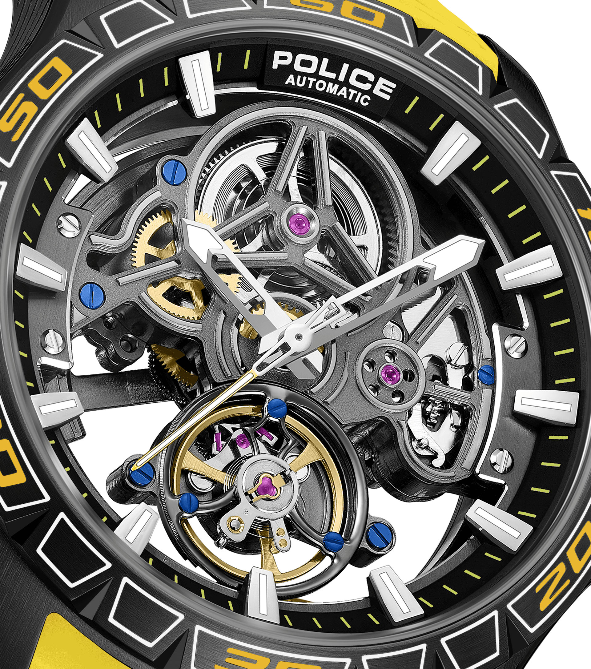 Police Spirit PEWGR0097805 Herrenuhr Gelb • Skelett-Automatikwerk • Edelstahlgehäuse, Bild 4