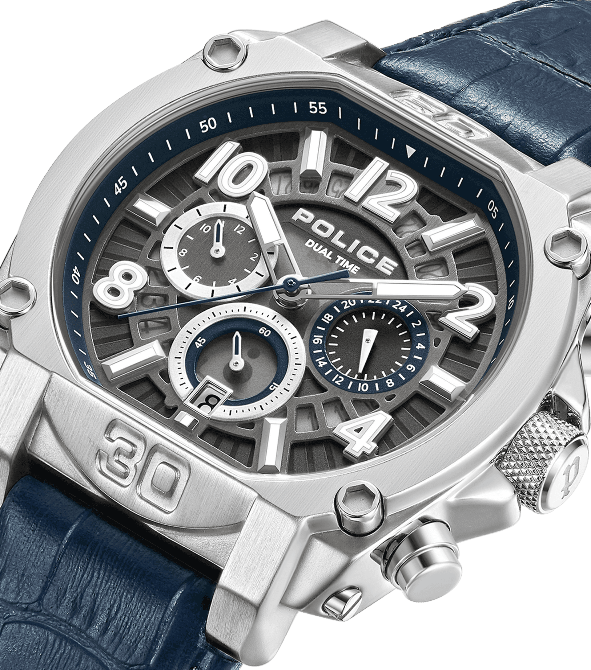 Police Norwood PEWJF0021901 Herrenuhr Blau • Dual-Time-Funktion • Transparentes Zifferblatt, Bild 4