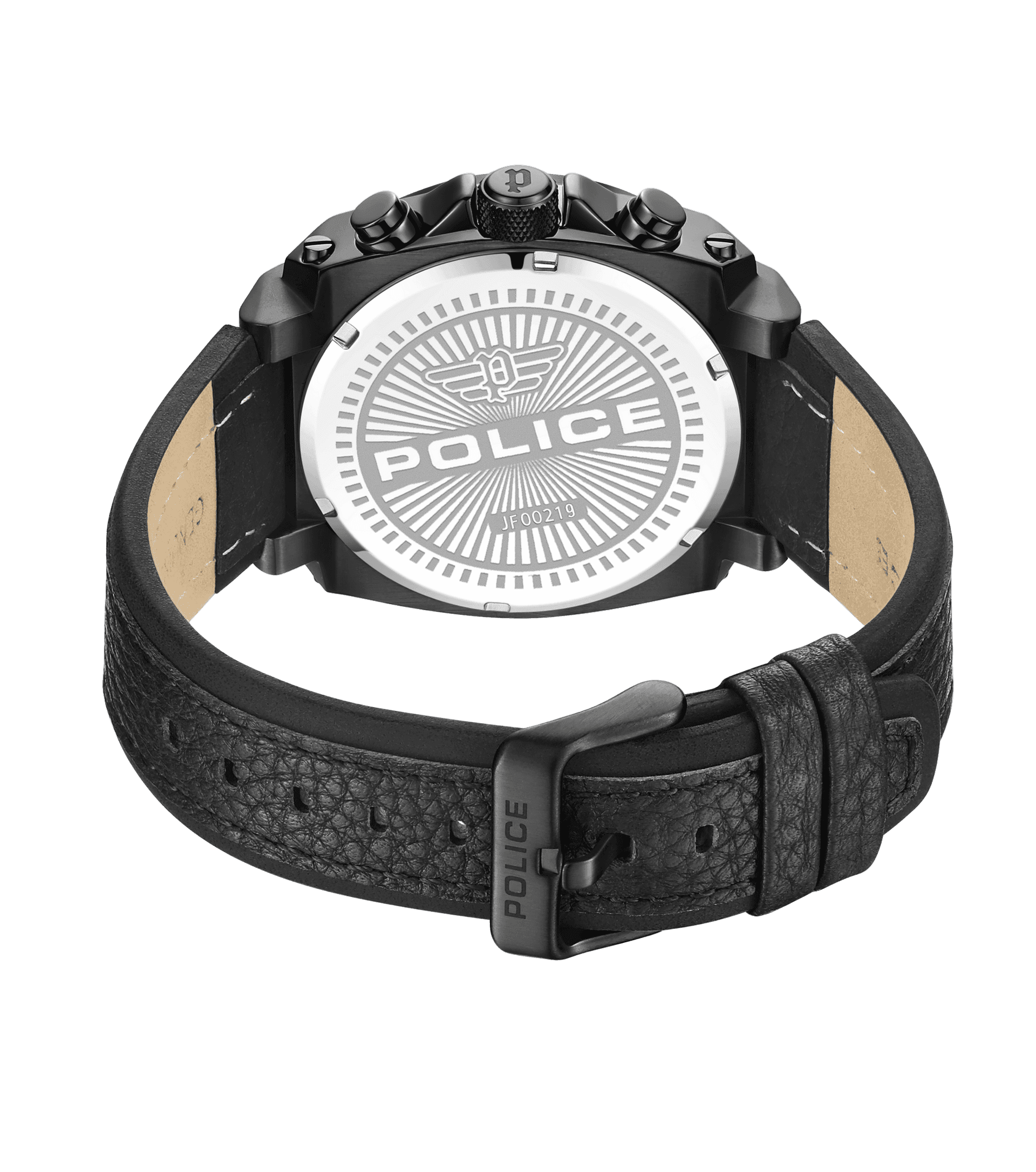 Police Norwood PEWJF0021903 Herrenuhr Schwarz • Zweitzeit-Funktion • Doppellagiges Lederarmband, Bild 3