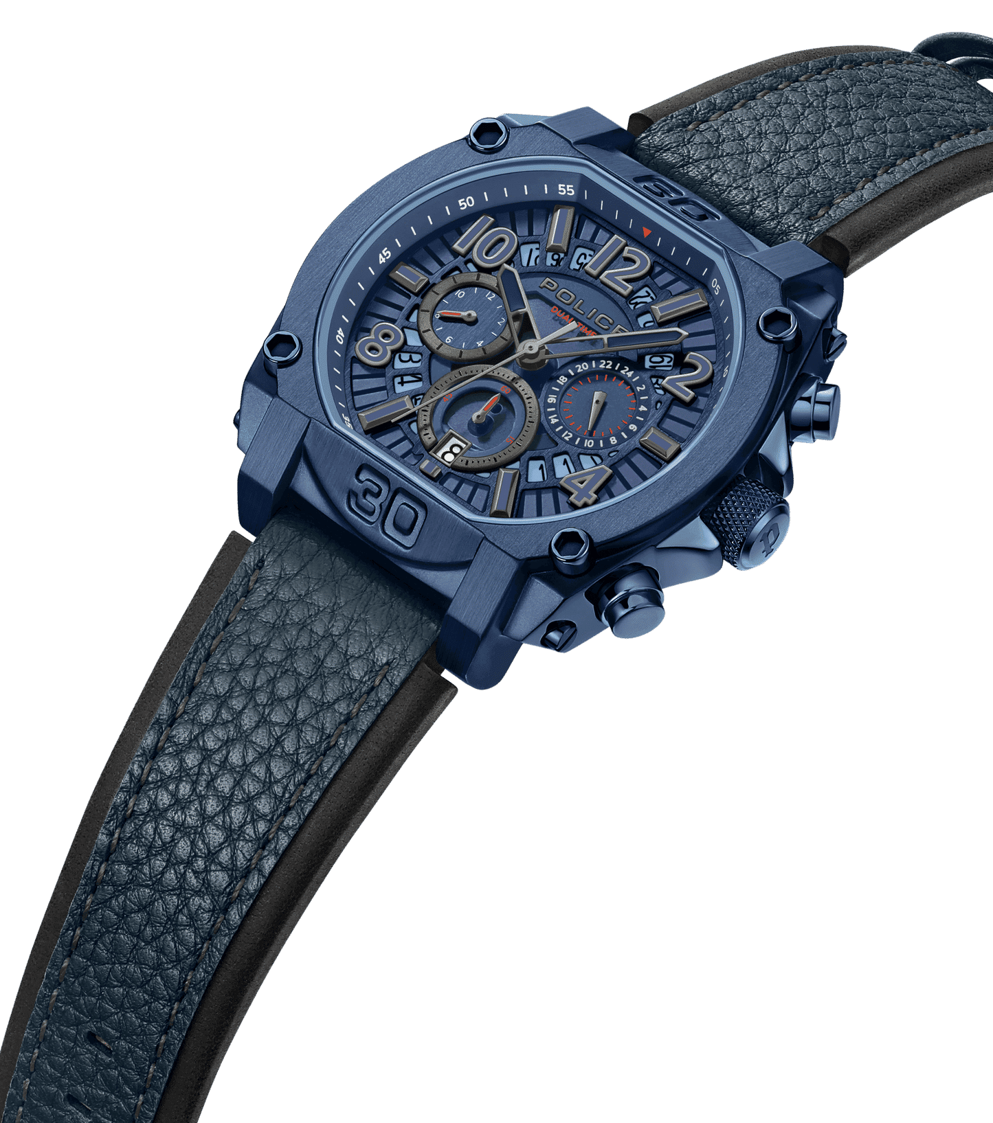 Police Norwood PEWJF0021904 Herrenuhr Blau • Dual-Time-Funktion • Blaues Leder-Armband, Bild 2