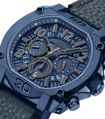 Police Norwood PEWJF0021904 Herrenuhr Blau • Dual-Time-Funktion • Blaues Leder-Armband, Bild 4