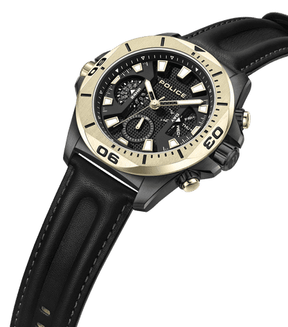 Police Electrical PEWJF0022501 Herrenuhr Schwarz • Multifunktionswerk • Lederarmband, Bild 2