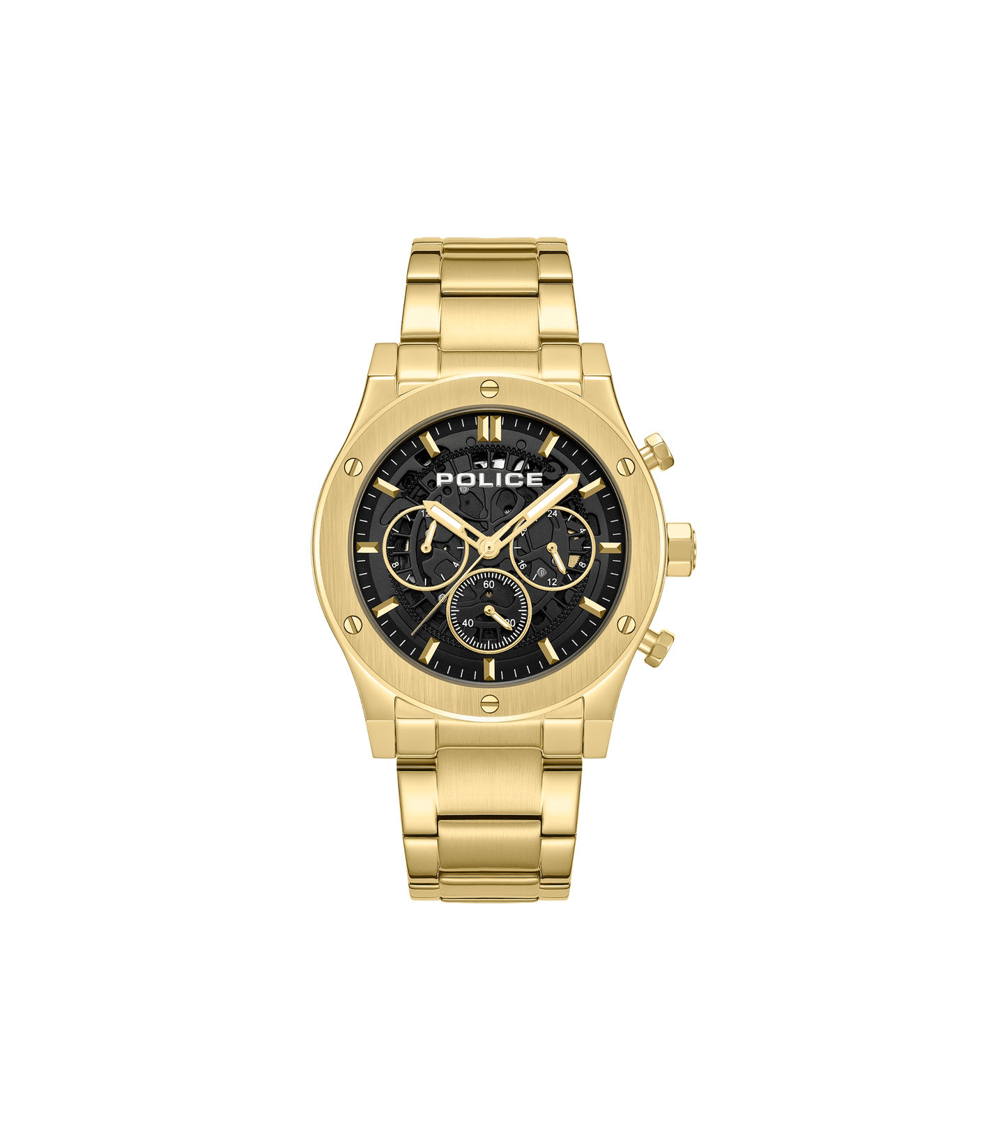 Police Knotty PEWJK0006404M Herrenuhr Schwarz • Chronograph • Roségold-Lünette