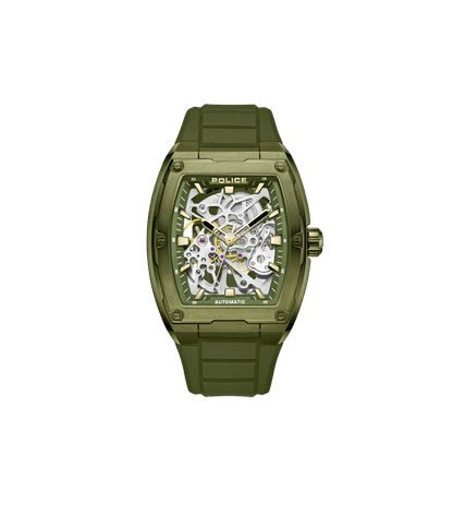 Police Skeletor PEWJR0005906 Herrenuhr Grün • Automatikwerk • Skelettiertes Zifferblatt