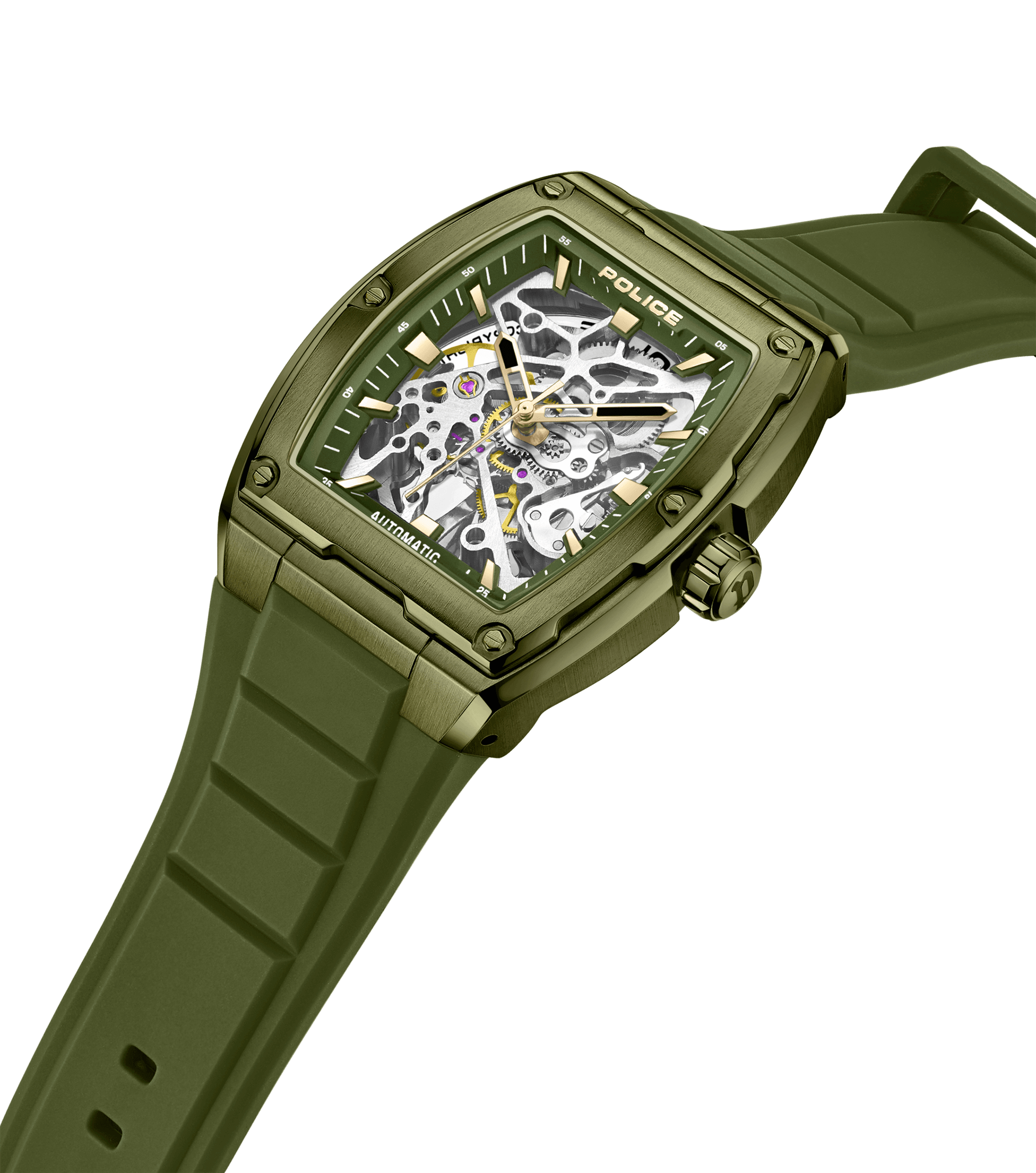 Police Skeletor PEWJR0005906 Herrenuhr Grün • Automatikwerk • Skelettiertes Zifferblatt, Bild 2