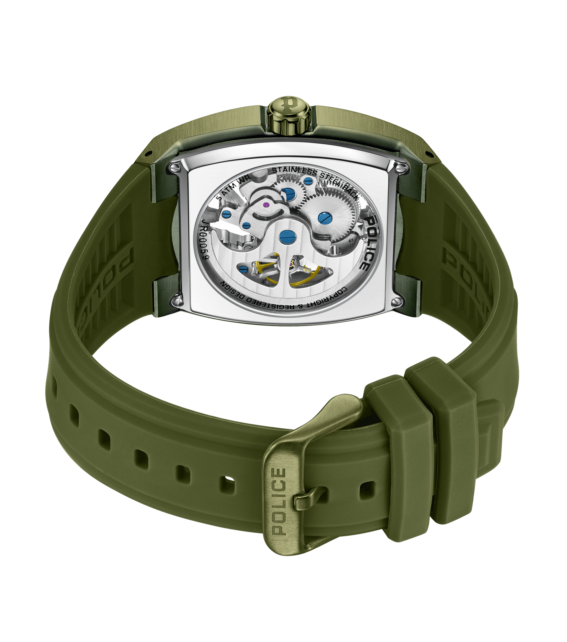 Police Skeletor PEWJR0005906 Herrenuhr Grün • Automatikwerk • Skelettiertes Zifferblatt, Bild 3