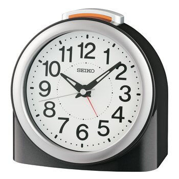 Seiko QHE211K Orologio da Tavolo Nero • Movimento Sweep Silenzioso • Sveglia con Volume Crescente