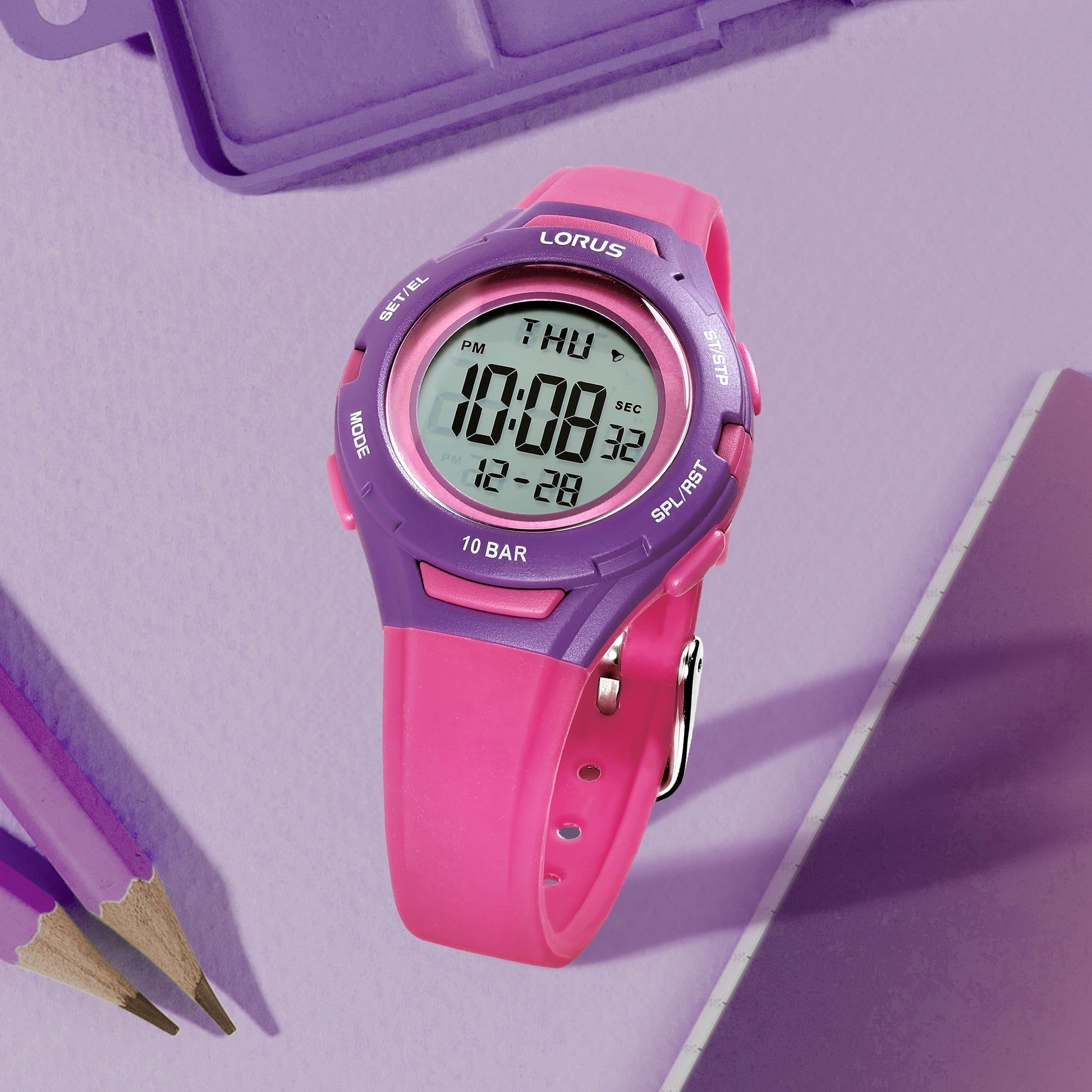 Lorus R2395PX9 Kinderuhr Digital Rosa • Chronograph • 10 ATM, Bild 2