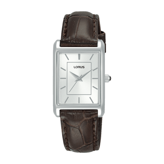 Lorus Classic RG289VX9 Damen Armbanduhr Weiß • Mineralglas • Dunkelbraunes Lederband