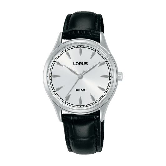 Lorus Classic RG297YX9 Damen Armbanduhr • Mineralglas • Schwarzes Lederband