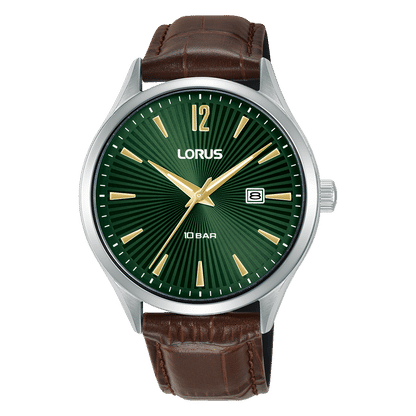Lorus Classic RH995RX9 Herrenuhr Dunkelgrün • Mineralglas • Lederarmband