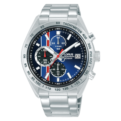 Lorus Sports RM393JX9 Herrenuhr Chronograph Dunkelblau • Mineralglas • Edelstahlarmband