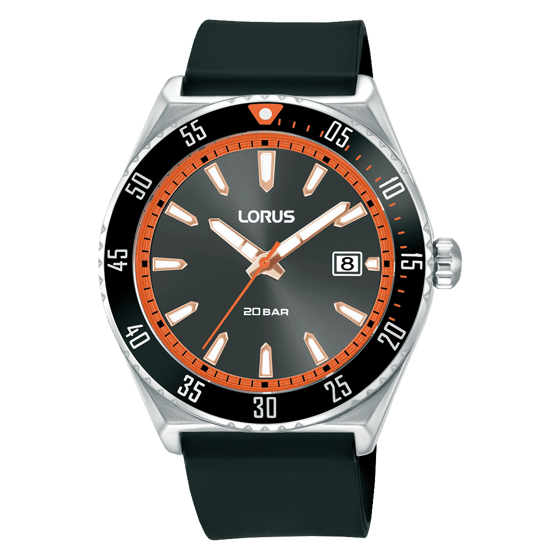 Lorus Sport RS959DX9 Herren Armbanduhr • Mineralglas • Schwarzes Silikonband