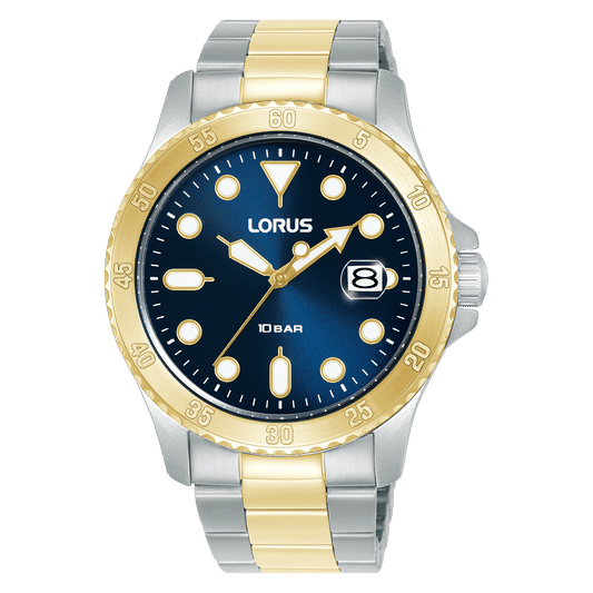 Lorus Sports RS970DX9 Herrenuhr Dunkelblau • Mineralglas • Edelstahlarmband