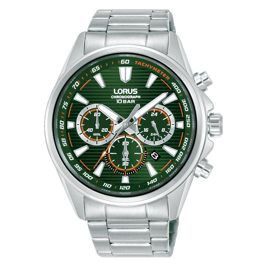 Lorus Sports RT323LX9 Herrenuhr Chronograph • Dunkelgrünes Zifferblatt • Mineralglas