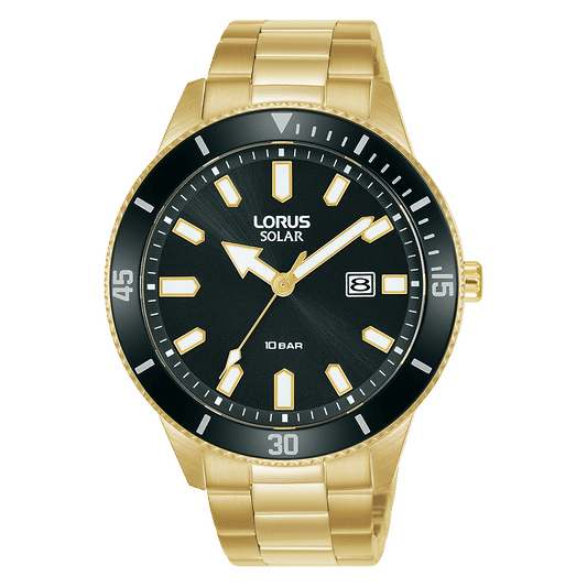 Lorus Sports RX308AX9 Herrenuhr Schwarz • Solarwerk • Mineralglas