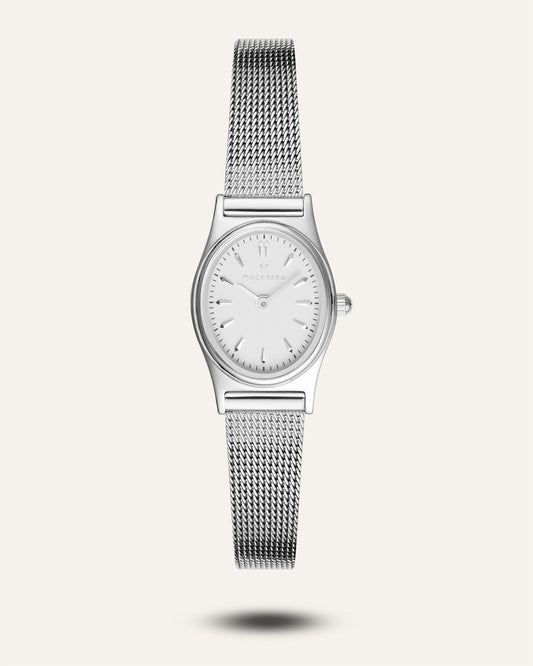 Mockberg Retro MB0254 Damen Armbanduhr Weiß • Mineralglas • Mesh-Armband