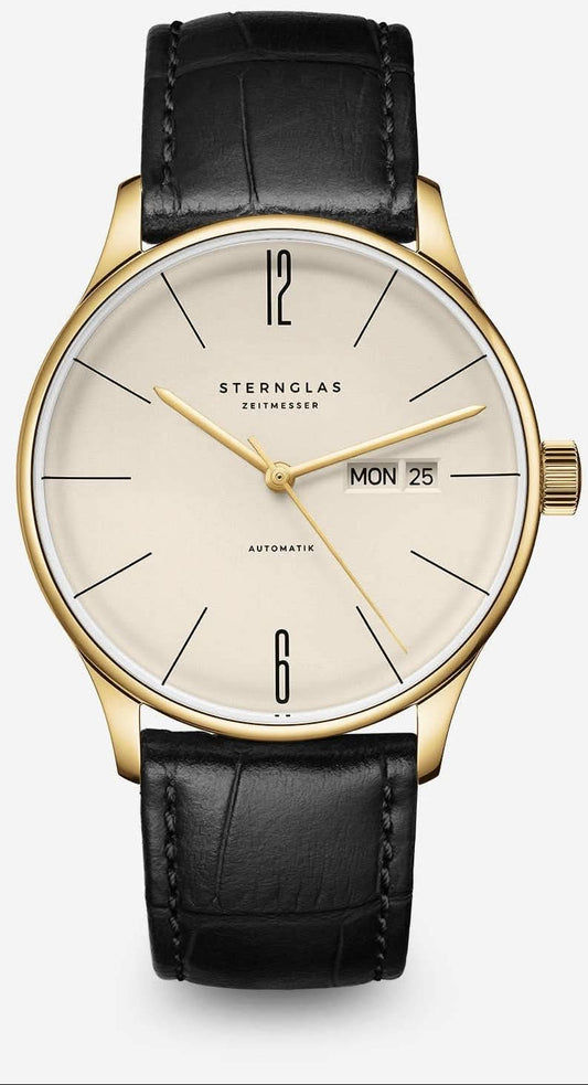 Orologio automatico Berlin in oro seppia con quadrante Heritage nero e lancette grigie