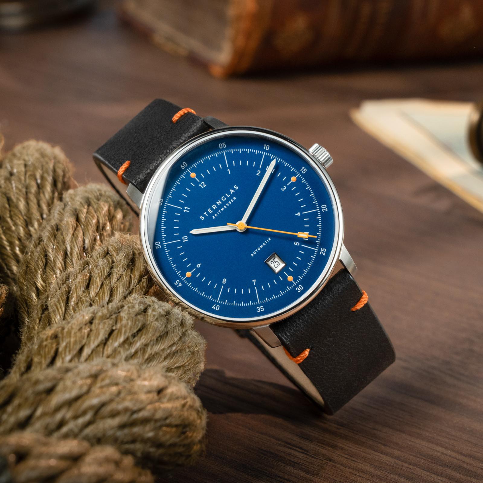 Sternglas Hamburg Küste 2.0 S02-HHX06-EB05 Herren Armbanduhr Blau • Automatikwerk mit Steuerrad-Rotor • Saphirglas doppelt