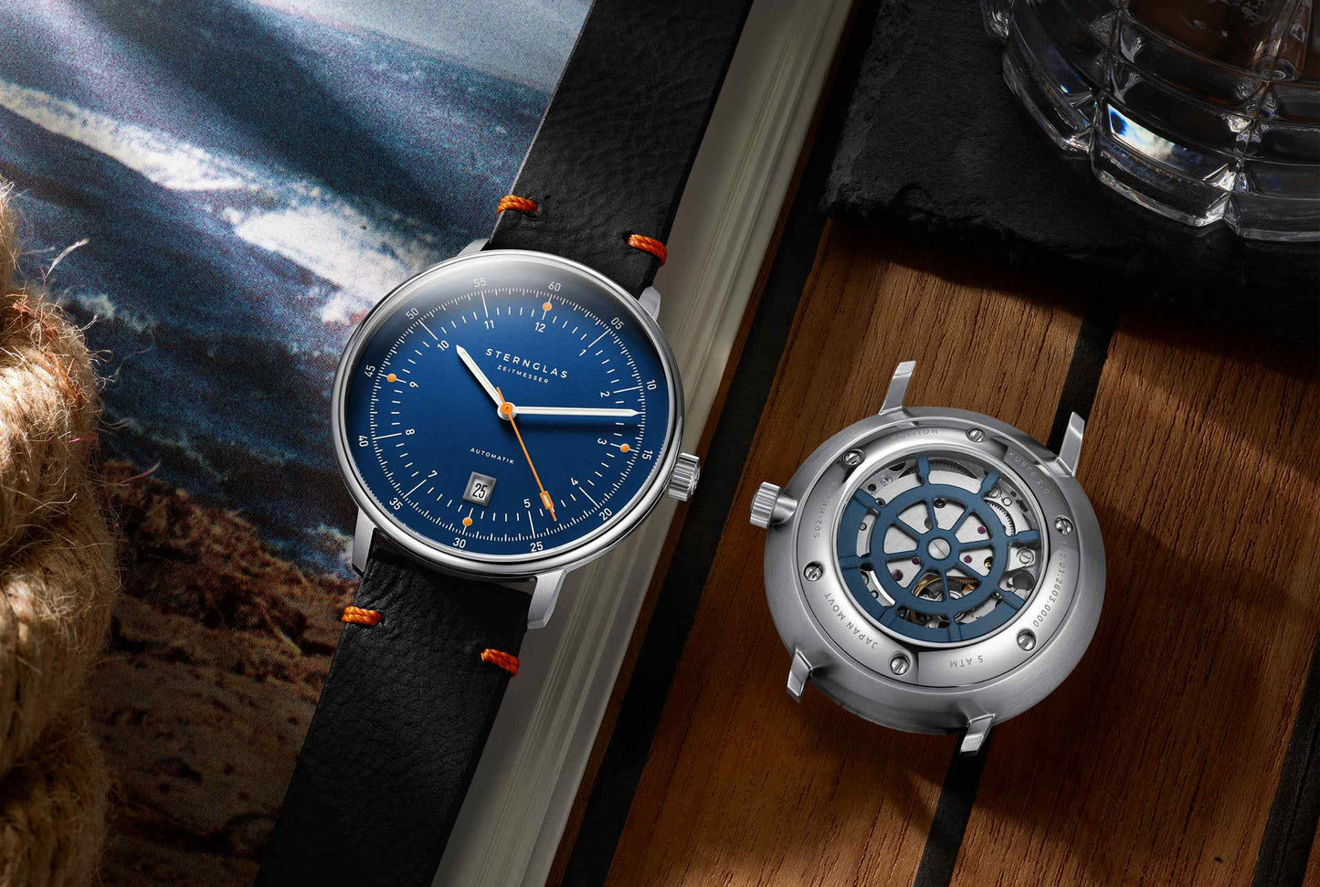 Sternglas Hamburg Küste 2.0 S02-HHX06-EB05 Herren Armbanduhr Blau • Automatikwerk mit Steuerrad-Rotor • Saphirglas doppelt