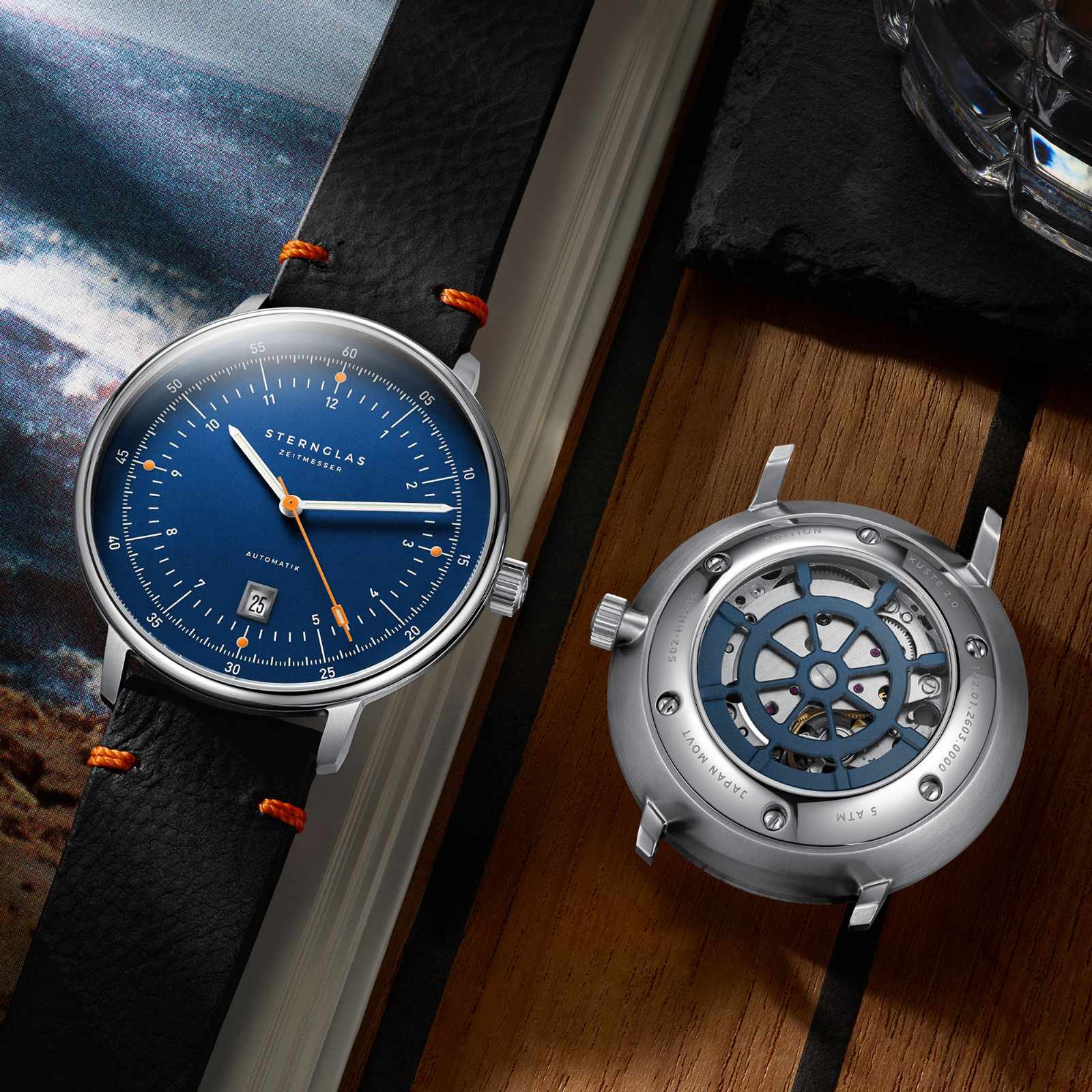 Sternglas Hamburg Küste 2.0 S02-HHX06-EB05 Herren Armbanduhr Blau • Automatikwerk mit Steuerrad-Rotor • Saphirglas doppelt