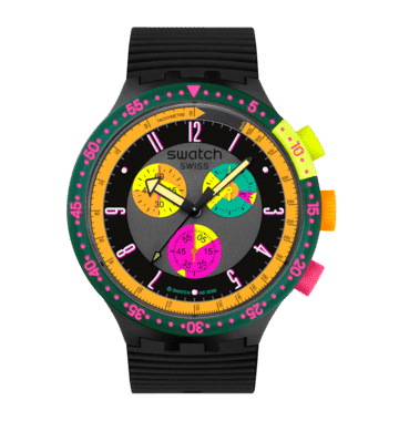 Swatch Big Bold SB02B104 Neon Seppia Armbanduhr Schwarz • Retro Chronograph • Leuchtzeiger, Bild 8