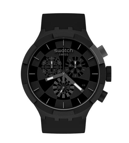 Swatch Big Bold SB02B400 Herrenuhr Schwarz • Kunststoffgehäuse mit Silikonarmband • Schweizer Qualität