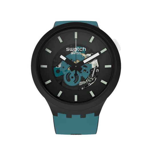 Swatch Big Bold SB03B107 Night Trip Herrenuhr • Markantes Kunststoffgehäuse • Großes Bold-Zifferblatt