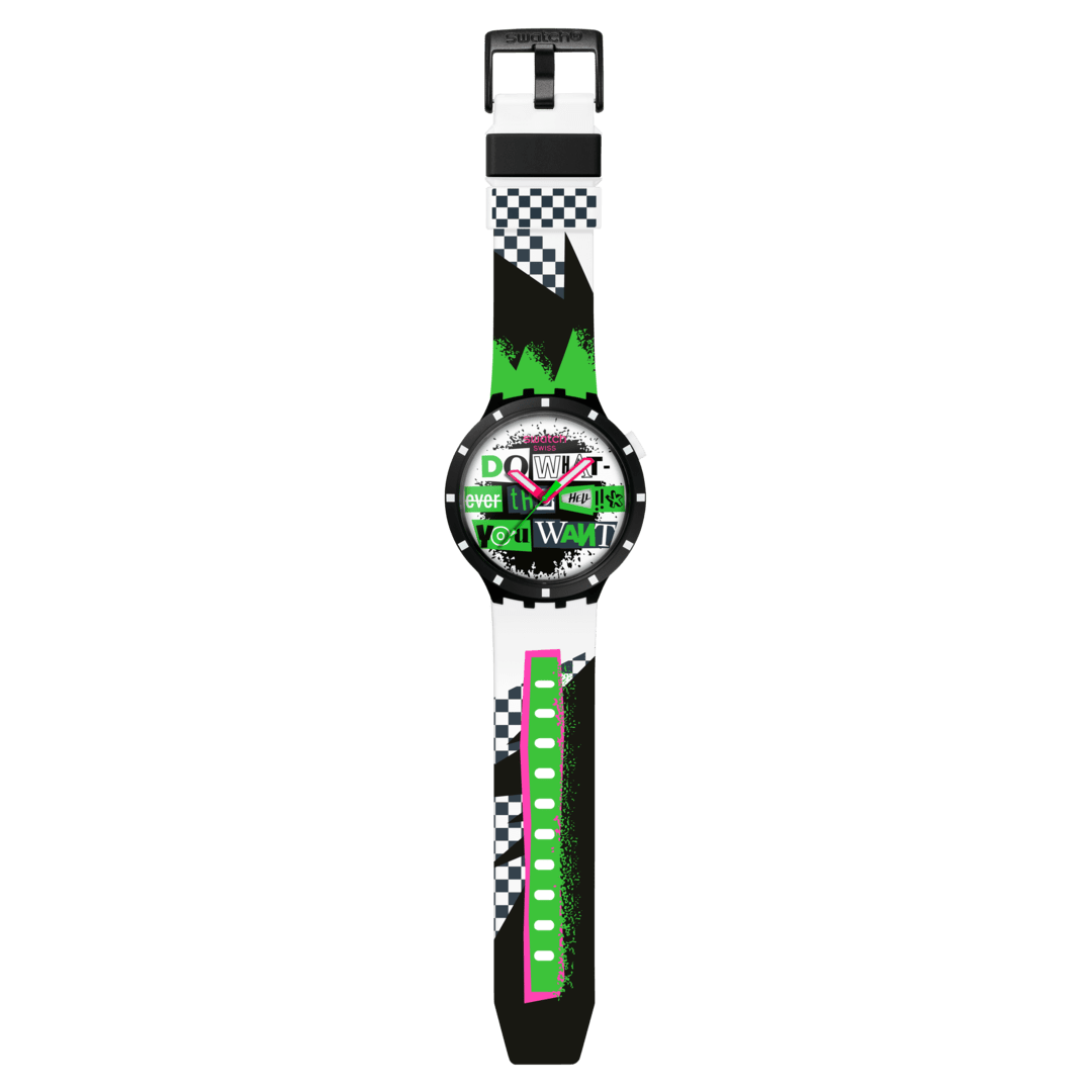 Swatch Big Bold SB03B701 Lash Out Armbanduhr Schwarz • Bioceramic-Gehäuse • Leuchtzeiger, Bild 4