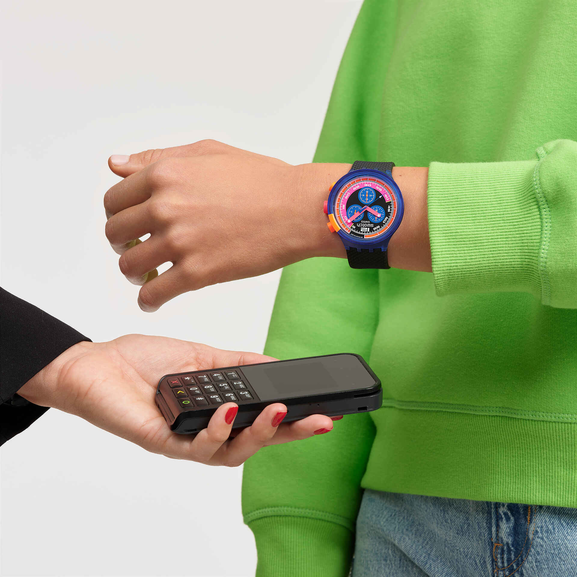 Swatch Big Bold SB06N101-5300 Herrenuhr Neonorange • NFC-Bezahlfunktion • Markantes Big Bold Design, Bild 2