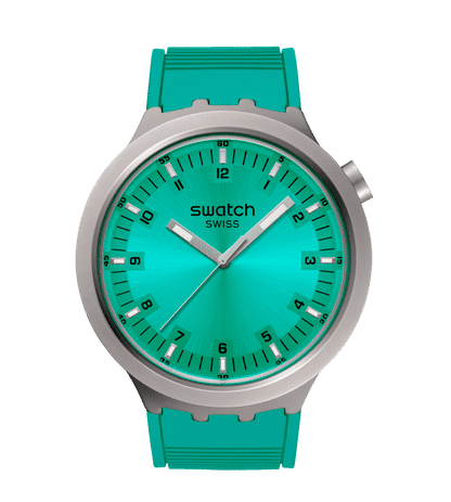 Swatch Big Bold Irony SB07S100 Armbanduhr Aqua Shimmer • Großes Gehäuse • Irony Kollektion