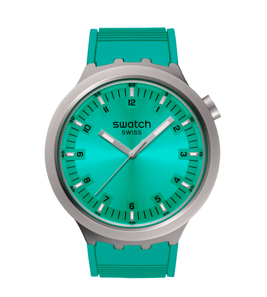Swatch Big Bold Irony SB07S100 Armbanduhr Aqua Shimmer • Großes Gehäuse • Irony Kollektion