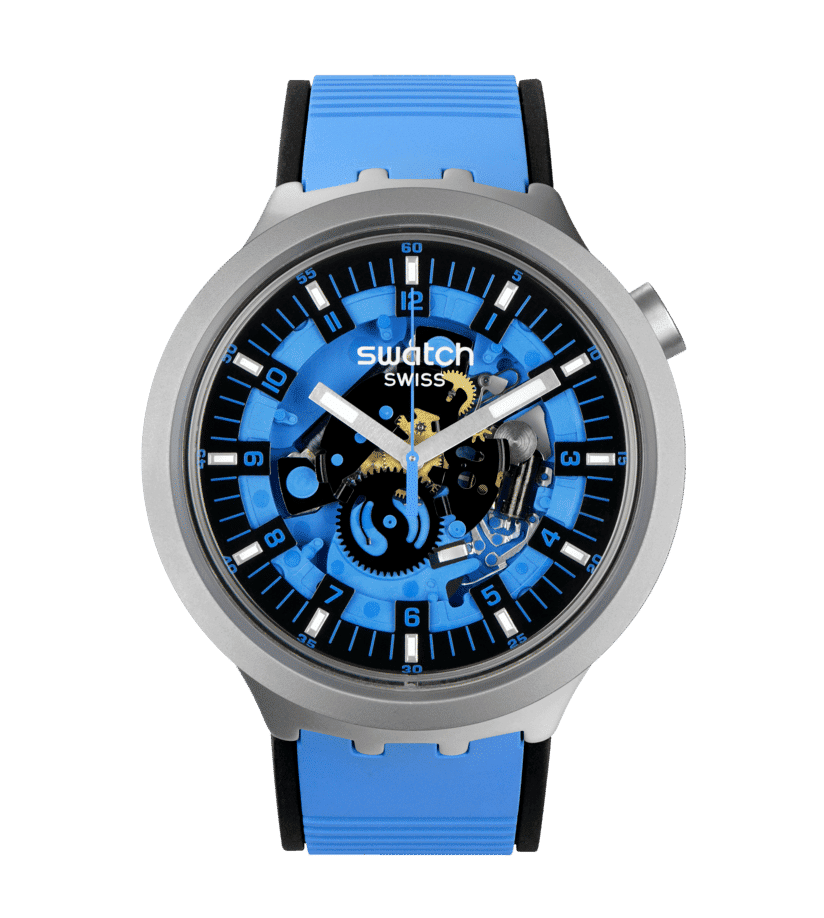 Swatch Big Bold Irony SB07S106 Armbanduhr Blau • Edelstahlgehäuse • Markantes Bold-Design