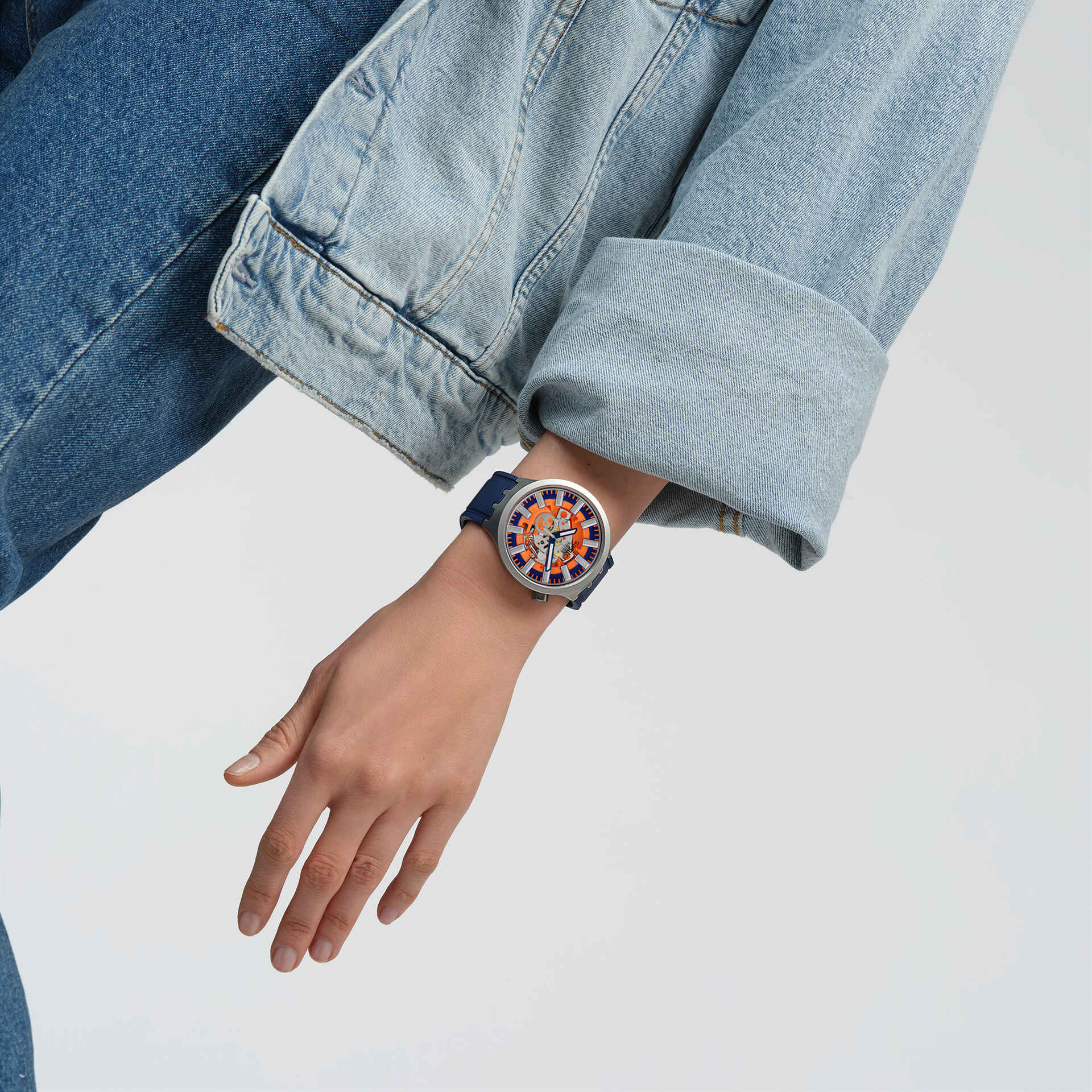 Swatch Big Bold Irony SB07S114 Armbanduhr Orange • Sandgestrahltes Edelstahlgehäuse • Leuchtzeiger, Bild 5