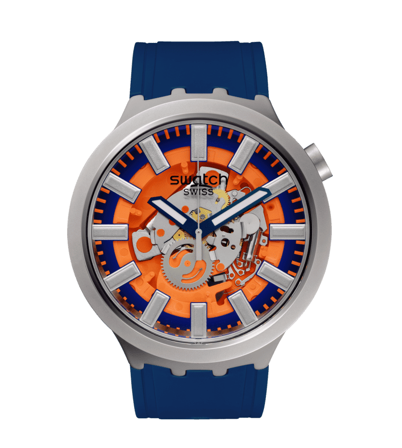 Swatch Big Bold Irony SB07S114 Armbanduhr Orange • Sandgestrahltes Edelstahlgehäuse • Leuchtzeiger
