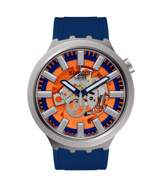 Swatch Big Bold Irony SB07S114 Armbanduhr Orange • Sandgestrahltes Edelstahlgehäuse • Leuchtzeiger