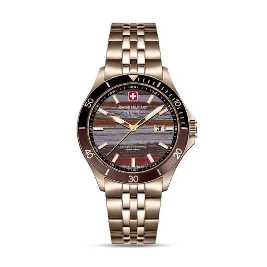 Swiss Military Hanowa Flagship Tiger Iron SMWGH0008310 Herrenuhr Beige • Saphirglas • Limitiert auf 500 Stück