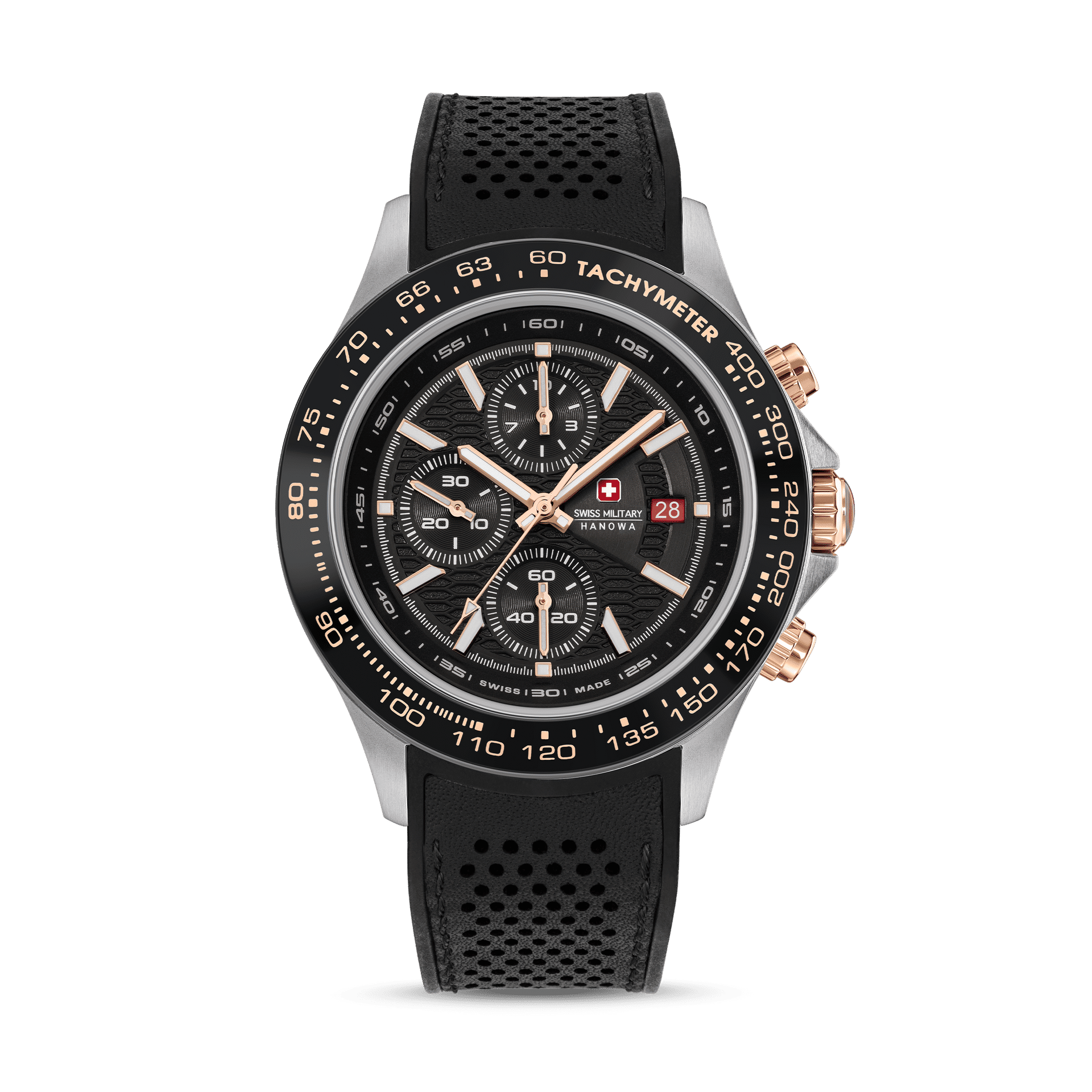 Swiss Military Hanowa Watchman SMWGO0003401 Herrenuhr Schwarz • Saphirglas • Chronograph mit Tachymeter