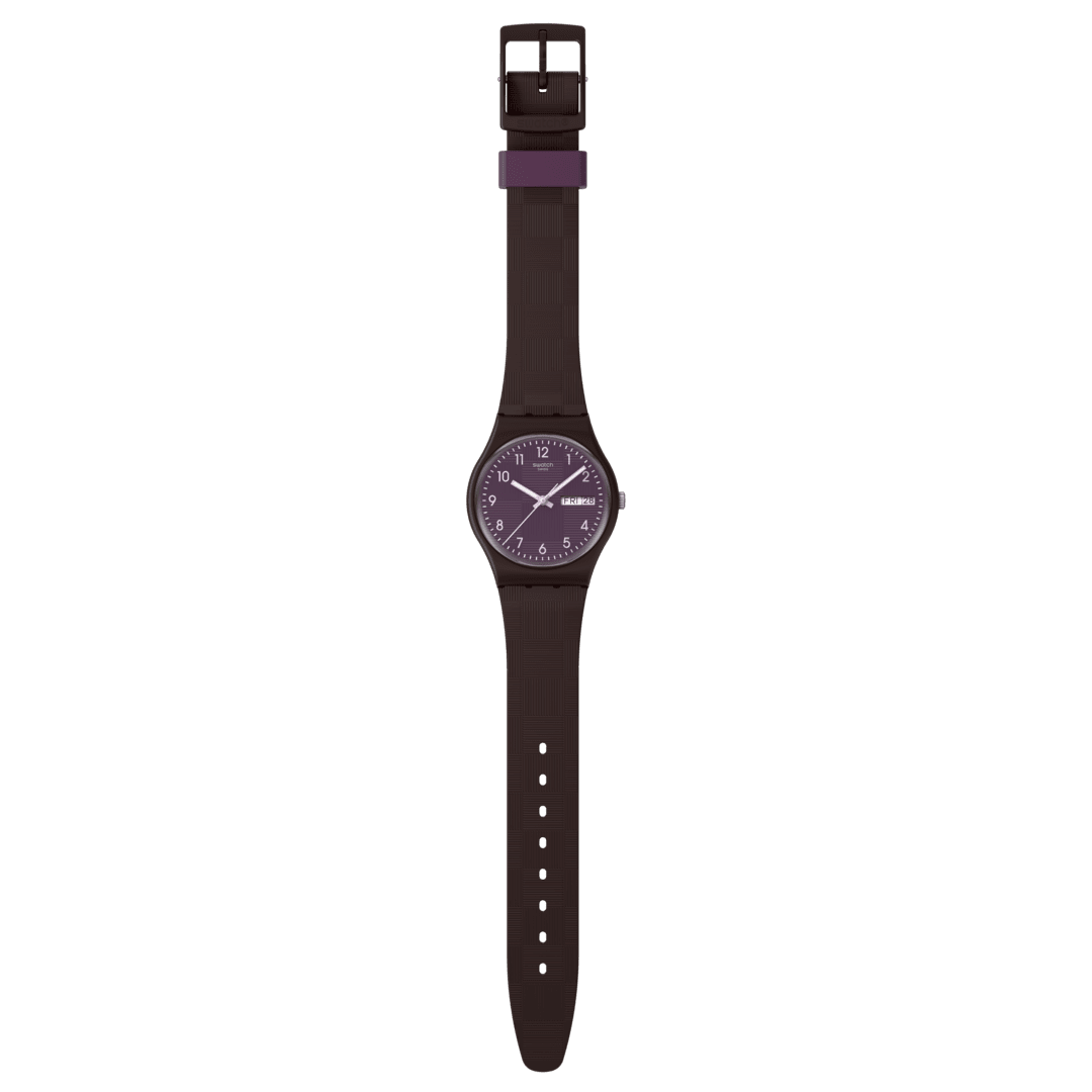 Swatch Weaving Wonders SO28C700 Damen Armbanduhr Dunkelbraun • Biosourced Gehäuse • Tag-Datum-Anzeige, Bild 4