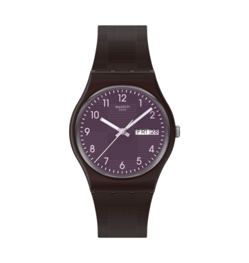 Swatch Weaving Wonders SO28C700 Damen Armbanduhr Dunkelbraun • Biosourced Gehäuse • Tag-Datum-Anzeige, Bild 8